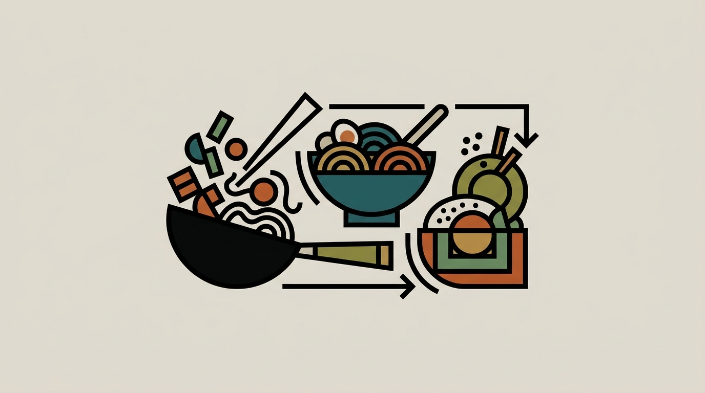 Examples: stir-fry, noodle soup, and grain bowl entries